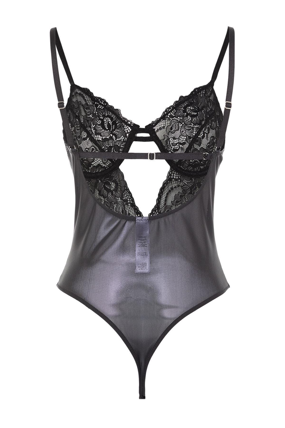 Black Ajoure V-Neck Slim Bodysuit, , large image number 3