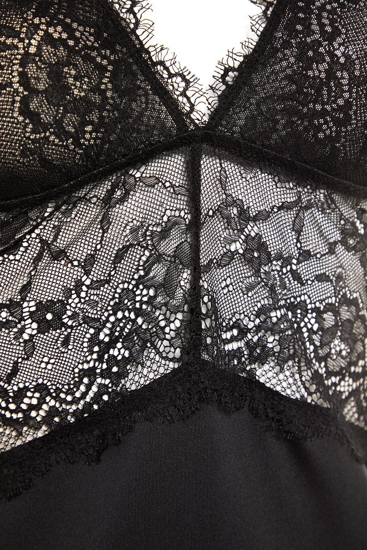 Black Cowl Neck Mini Sexy Nightgown, , large image number 7