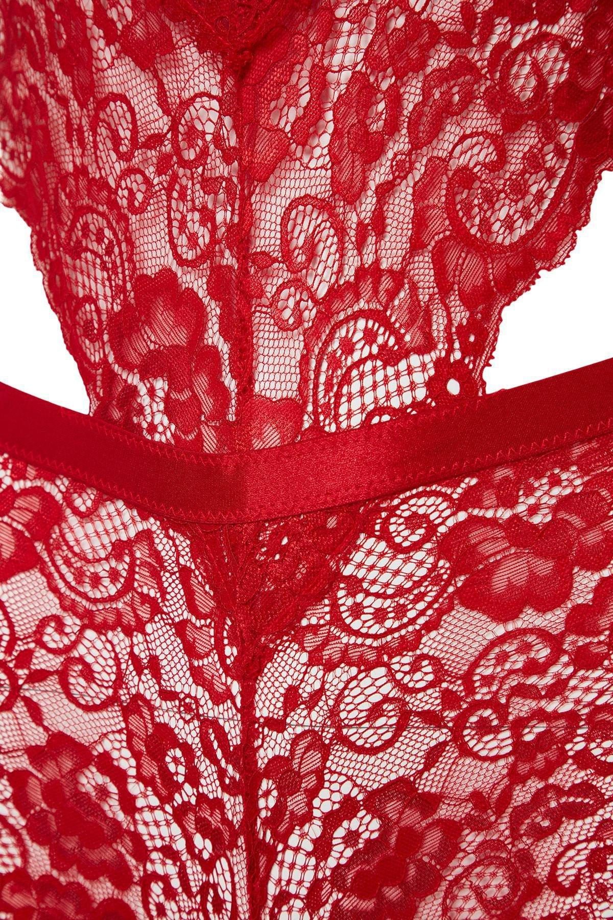 Red V-Neck Bodysuit, , large image number 5