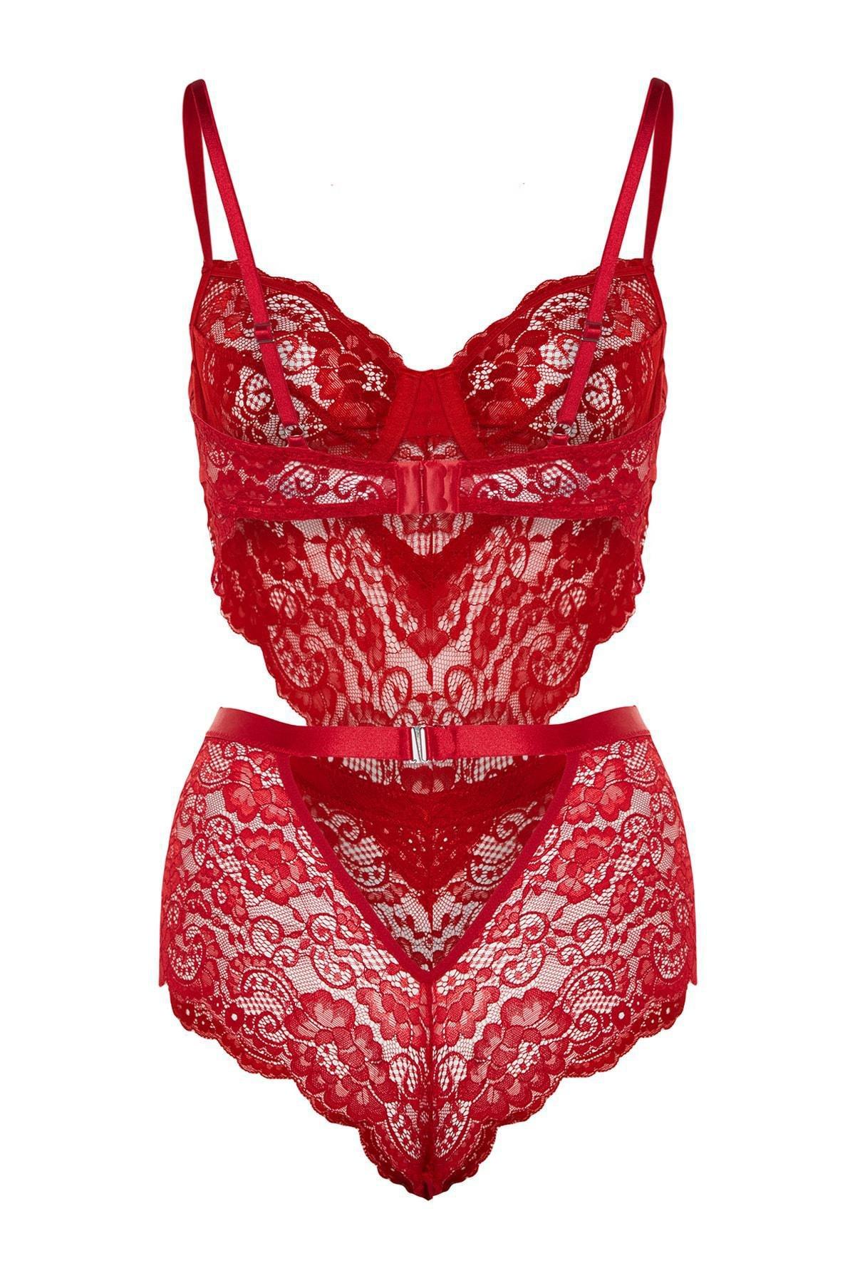 Red V-Neck Bodysuit, , large image number 6