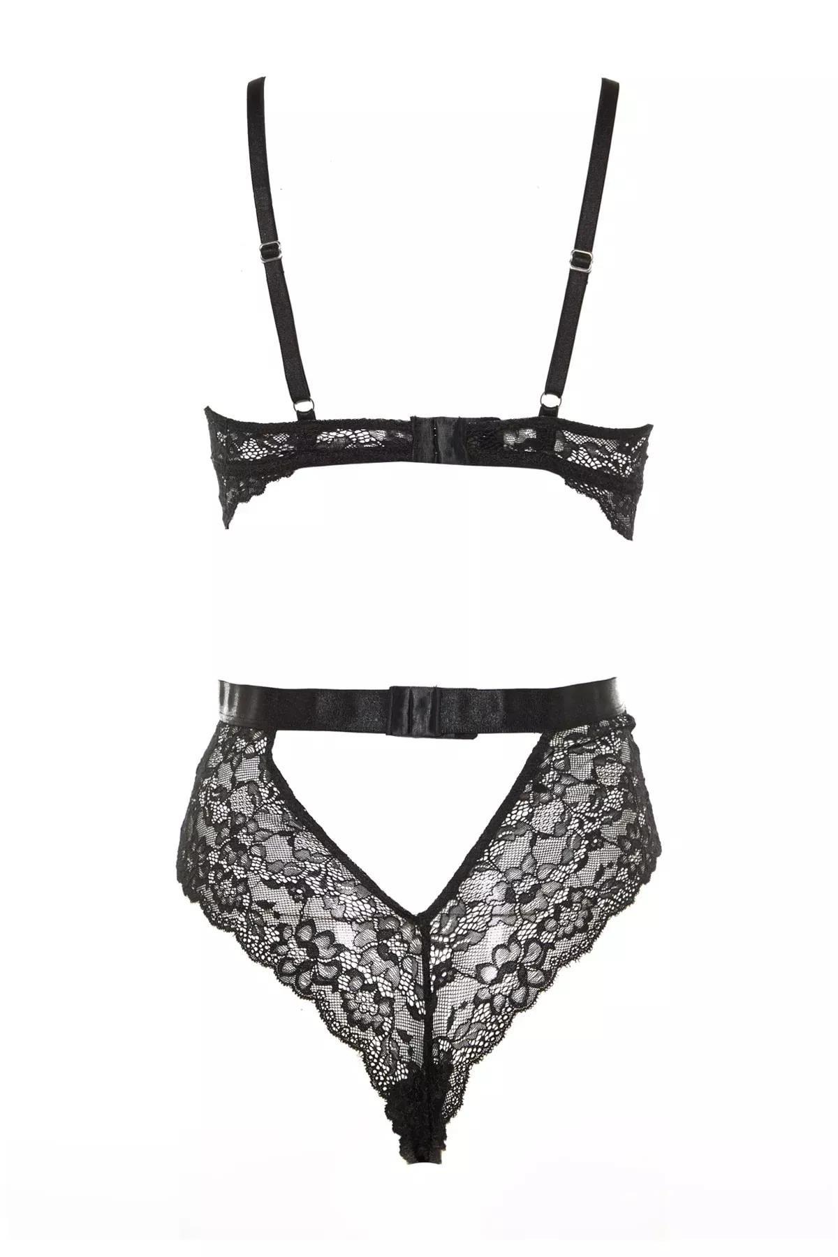 Black Ajoure V-Neck Slim Bodysuit, Black, large image number 6