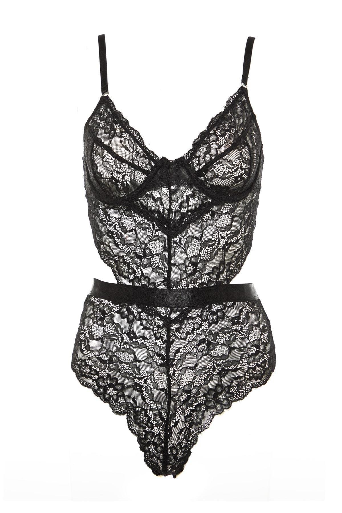 Black Ajoure V-Neck Slim Bodysuit, , large image number 8