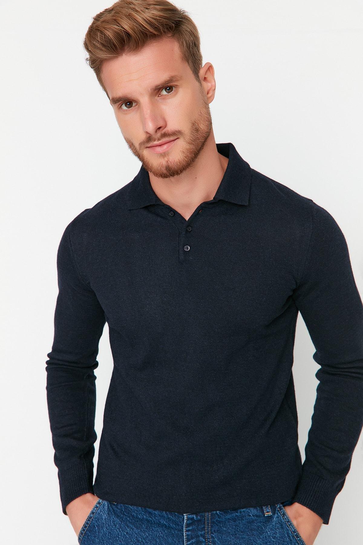 Blue Slim Sweater, , large image number 1