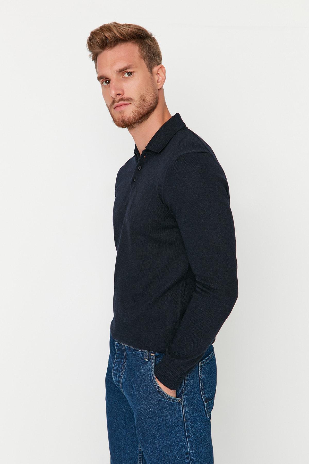Blue Slim Sweater, , large image number 4