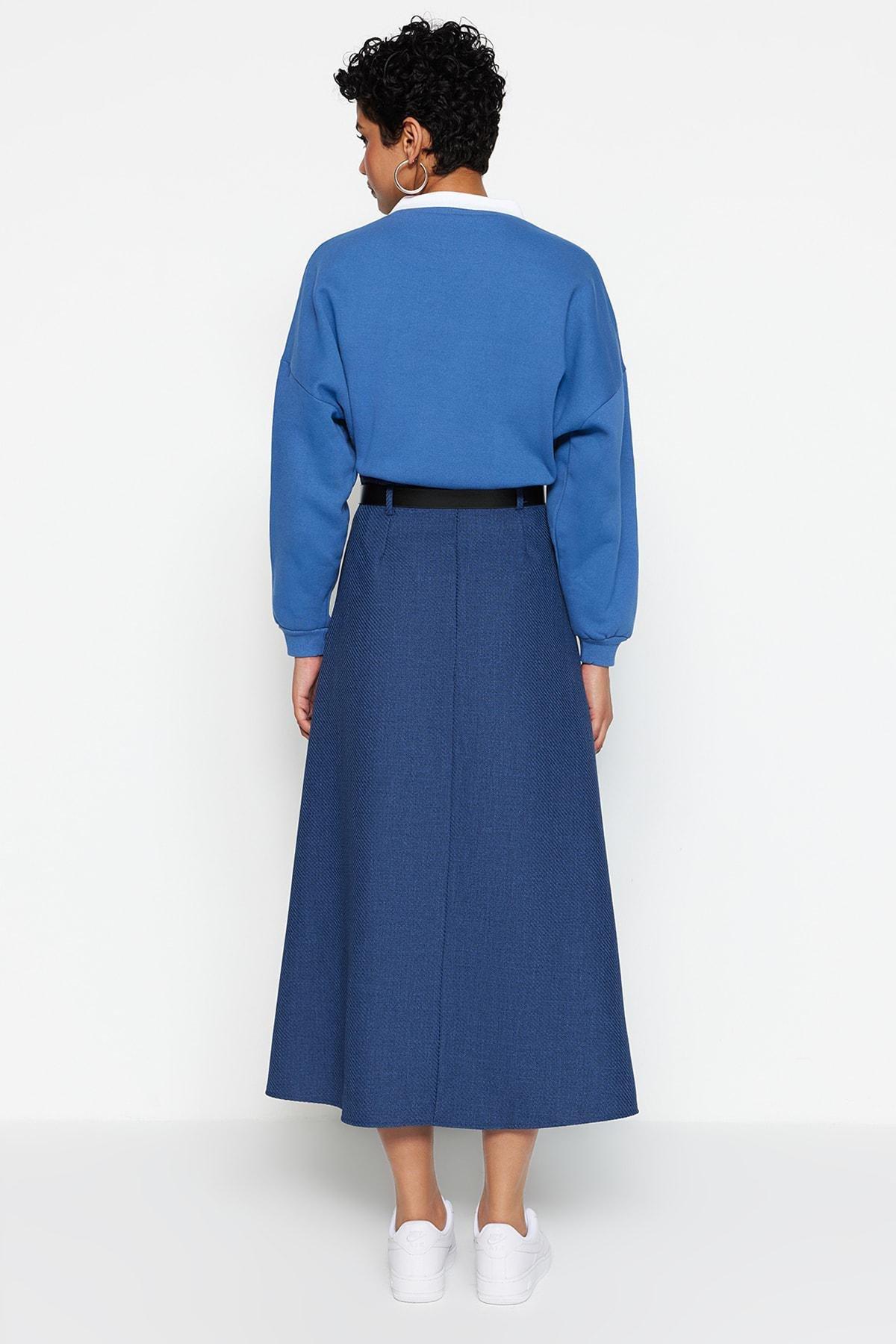 Navy A-Line Maxi Skirt, , large image number 4