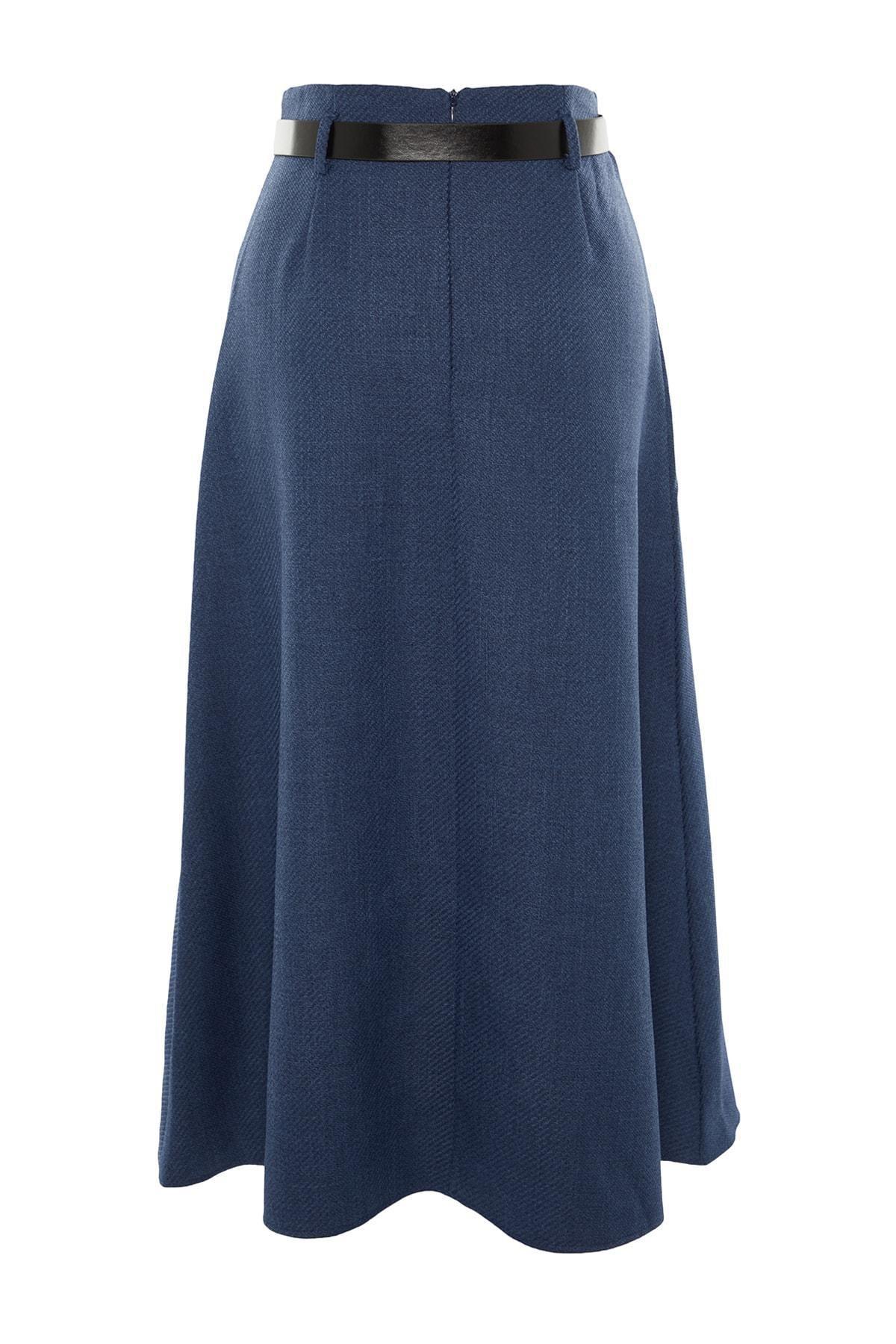 Navy A-Line Maxi Skirt, , large image number 5