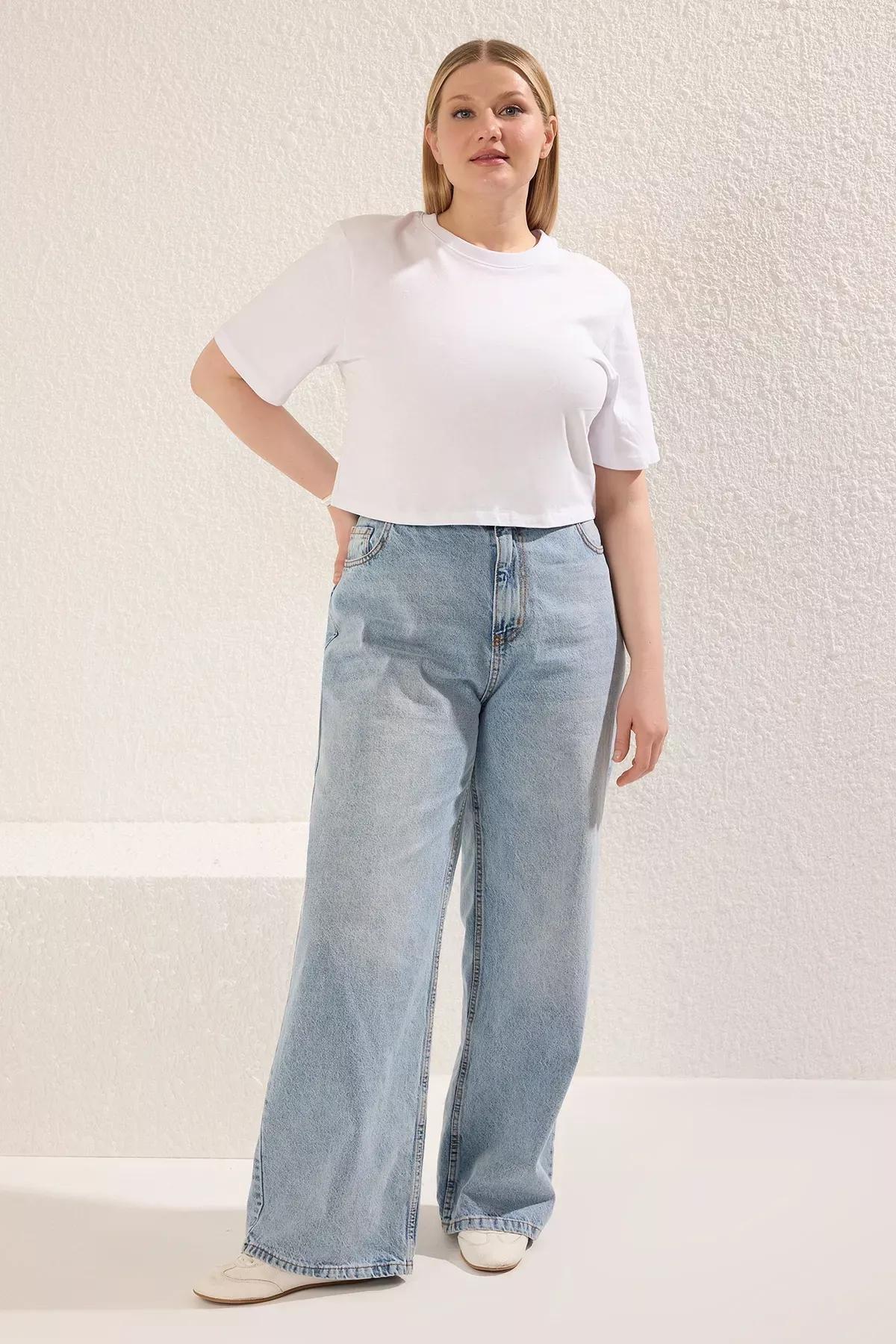 Blue High Waist Wide Jeans, , large image number 0