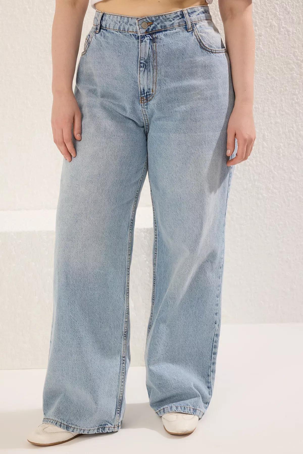 Blue High Waist Wide Jeans, , large image number 2