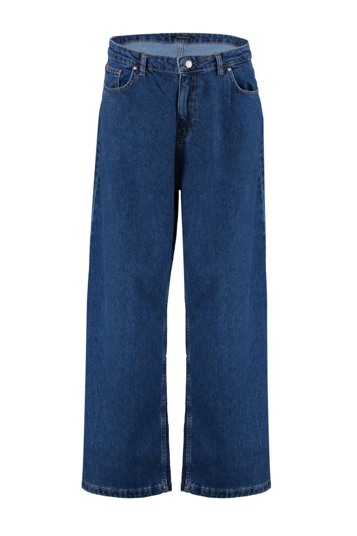 Navy Wide Leg Plus Size Jeans, , large image number 7