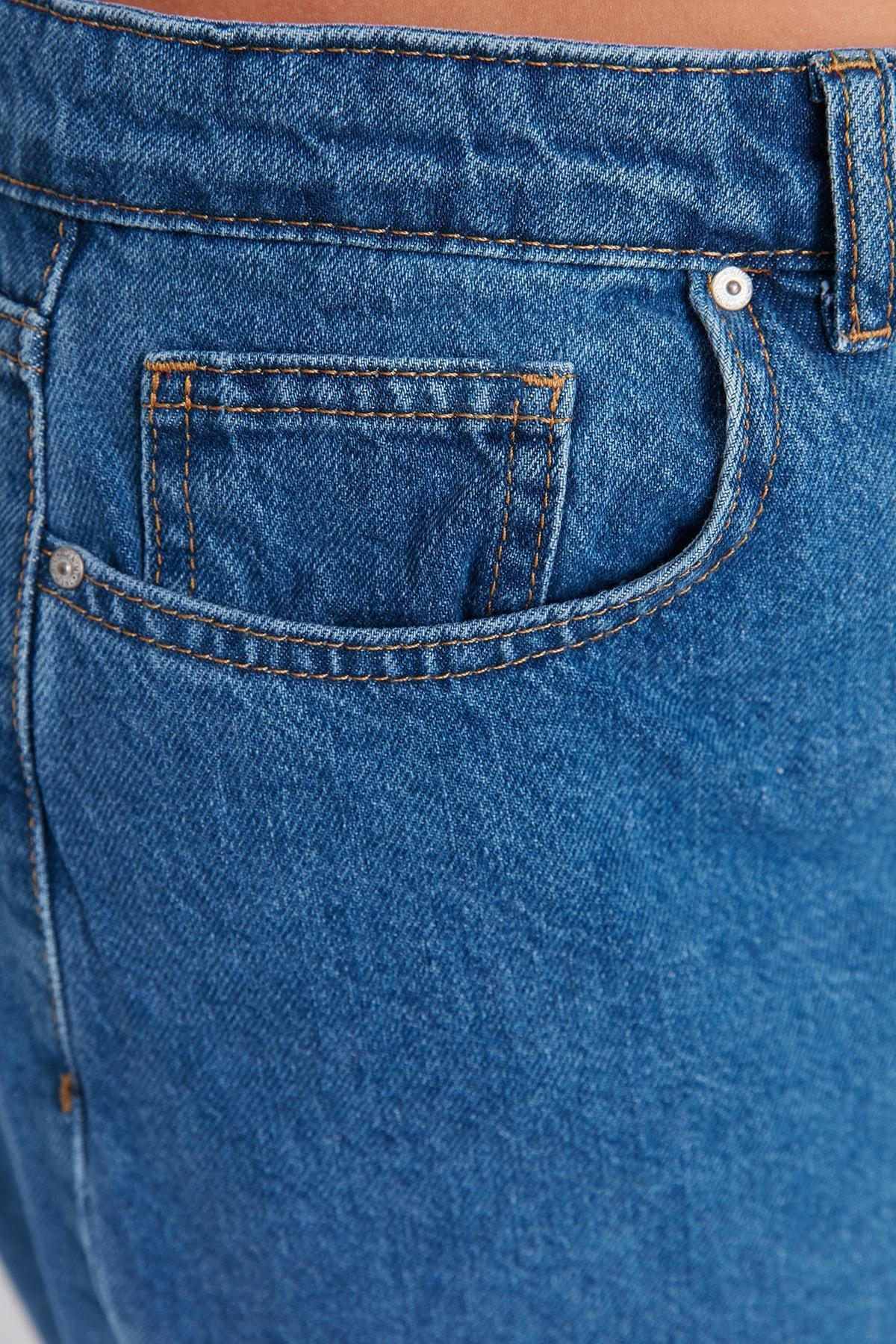 Blue High Waist Wide Leg Plus Size Jeans, , large image number 5
