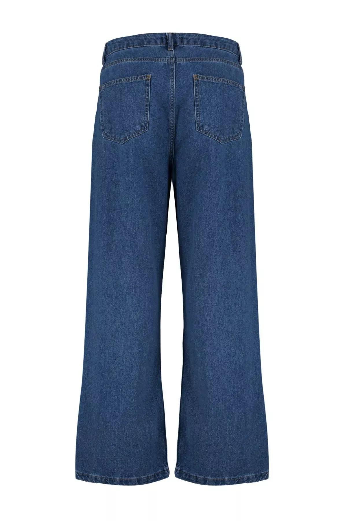 Blue High Waist Wide Leg Plus Size Jeans, Blue, large image number 10