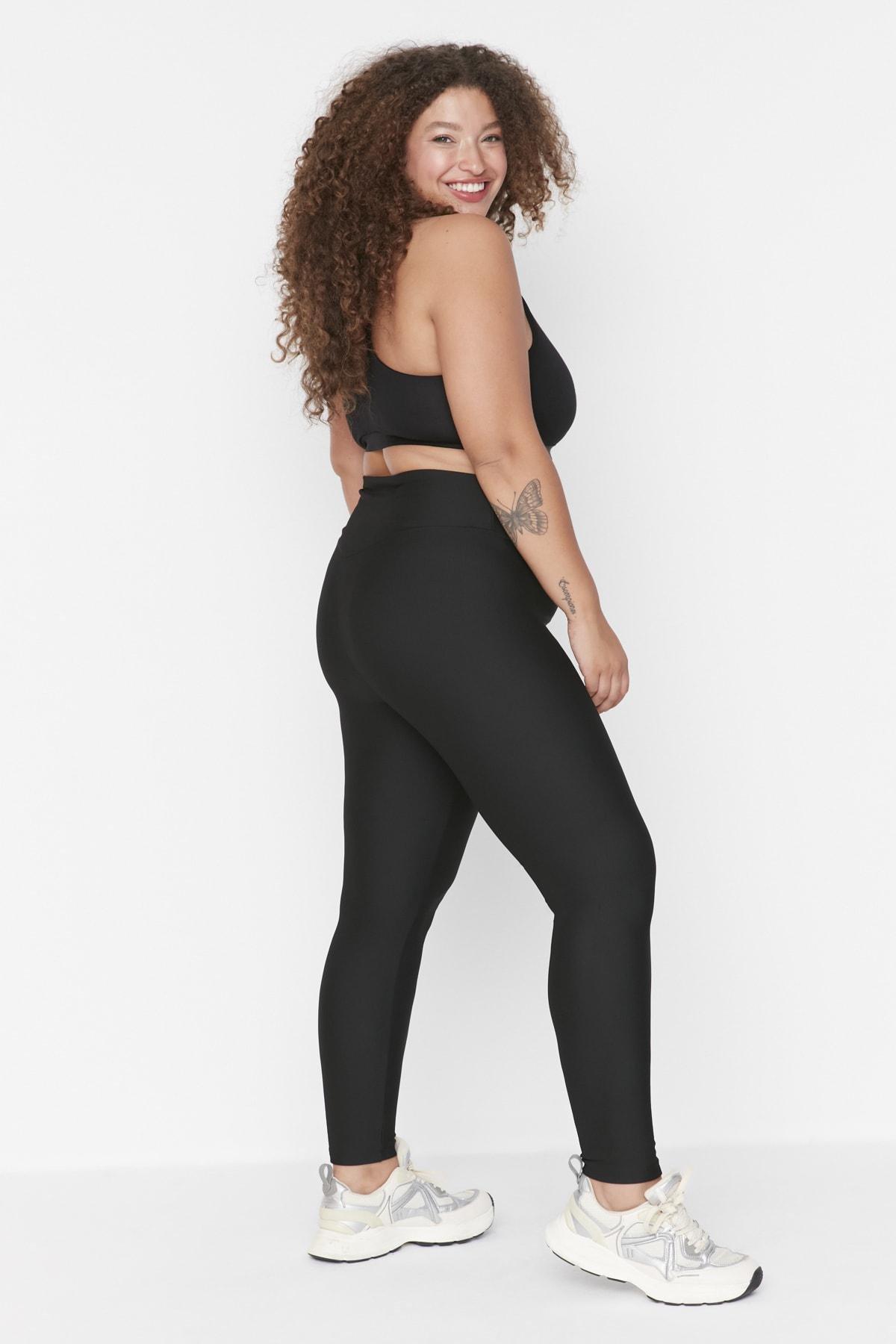 Black High Waist Plus Size Leggings, , large image number 0