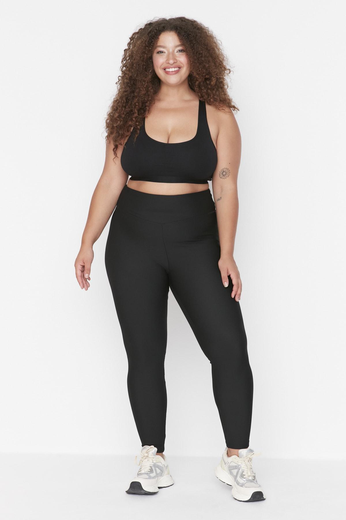 Black High Waist Plus Size Leggings, , large image number 1