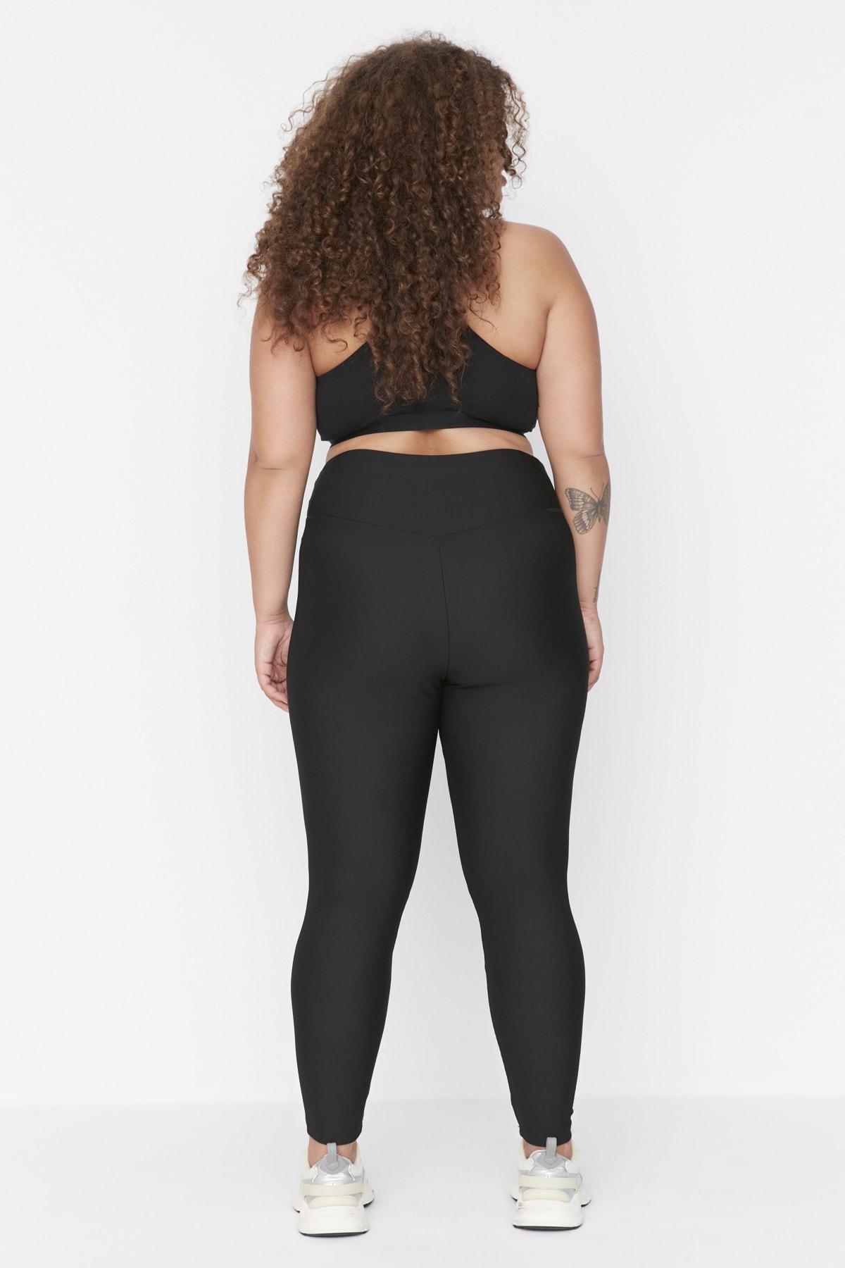Black High Waist Plus Size Leggings, , large image number 2