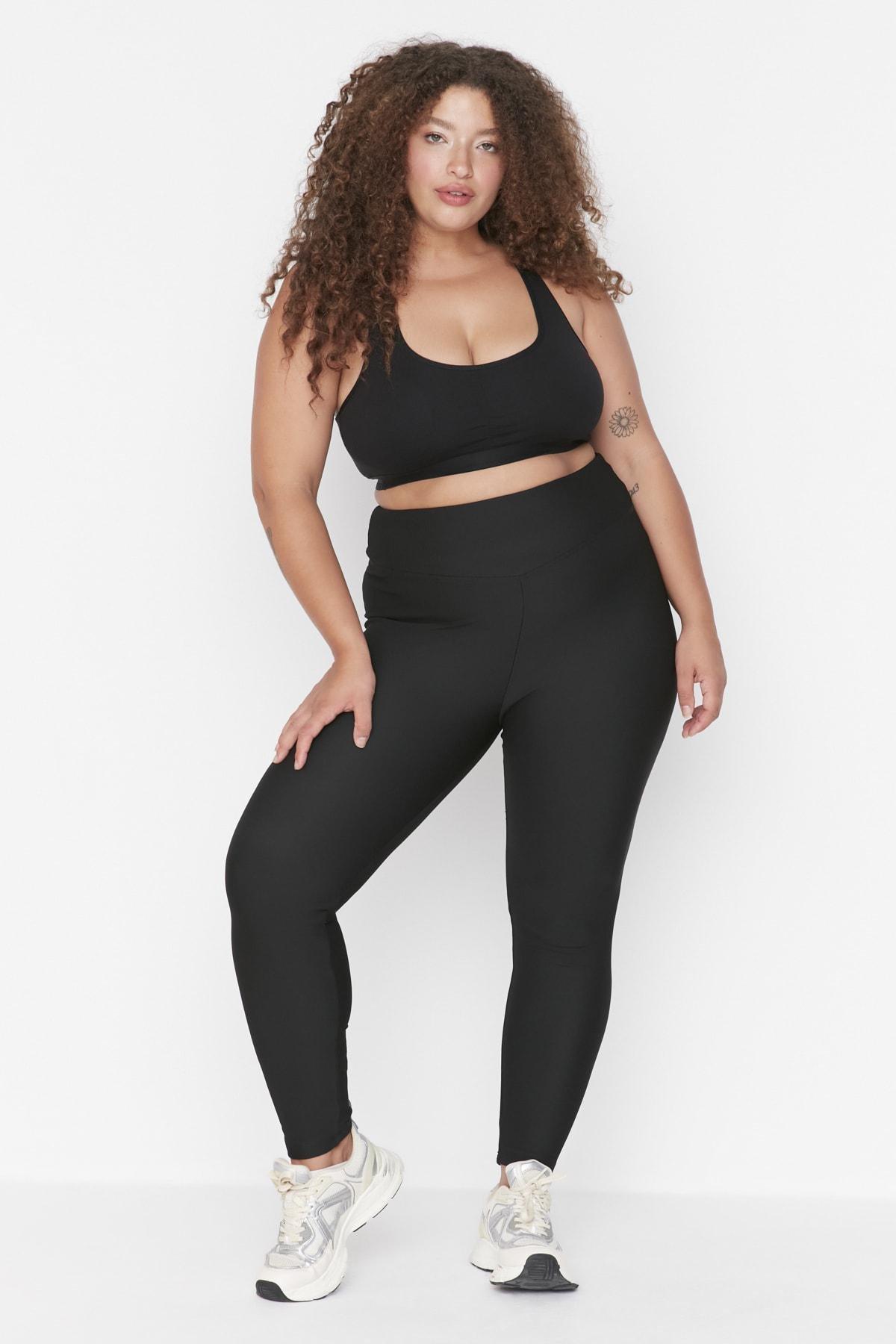 Black High Waist Plus Size Leggings, , large image number 3