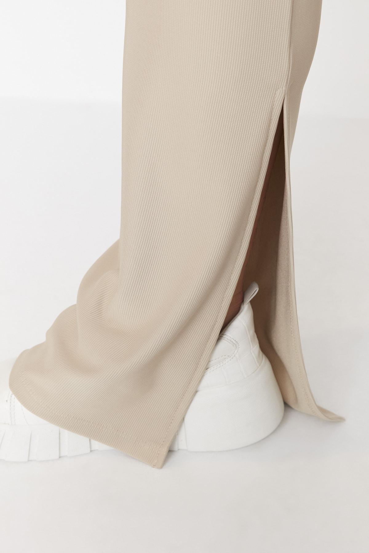 Beige Slim Plus Size Pants, , large image number 2