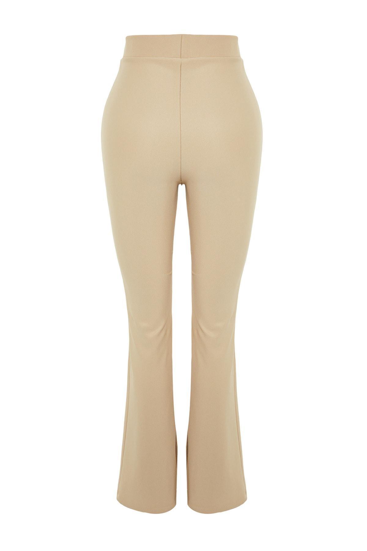 Beige Slim Plus Size Pants, , large image number 6