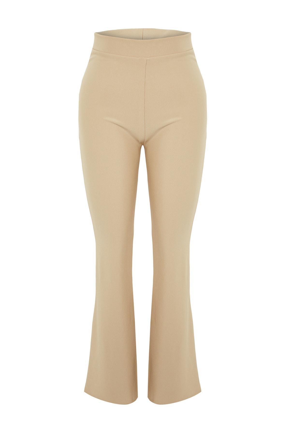 Trendyol - Beige Slim Plus Size Pants