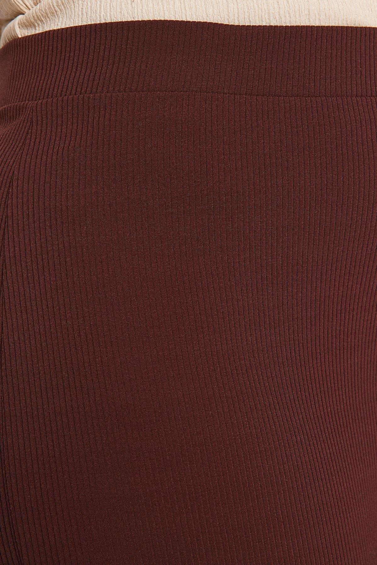 Brown Slim High Waist Plus Size Pants, , large image number 5