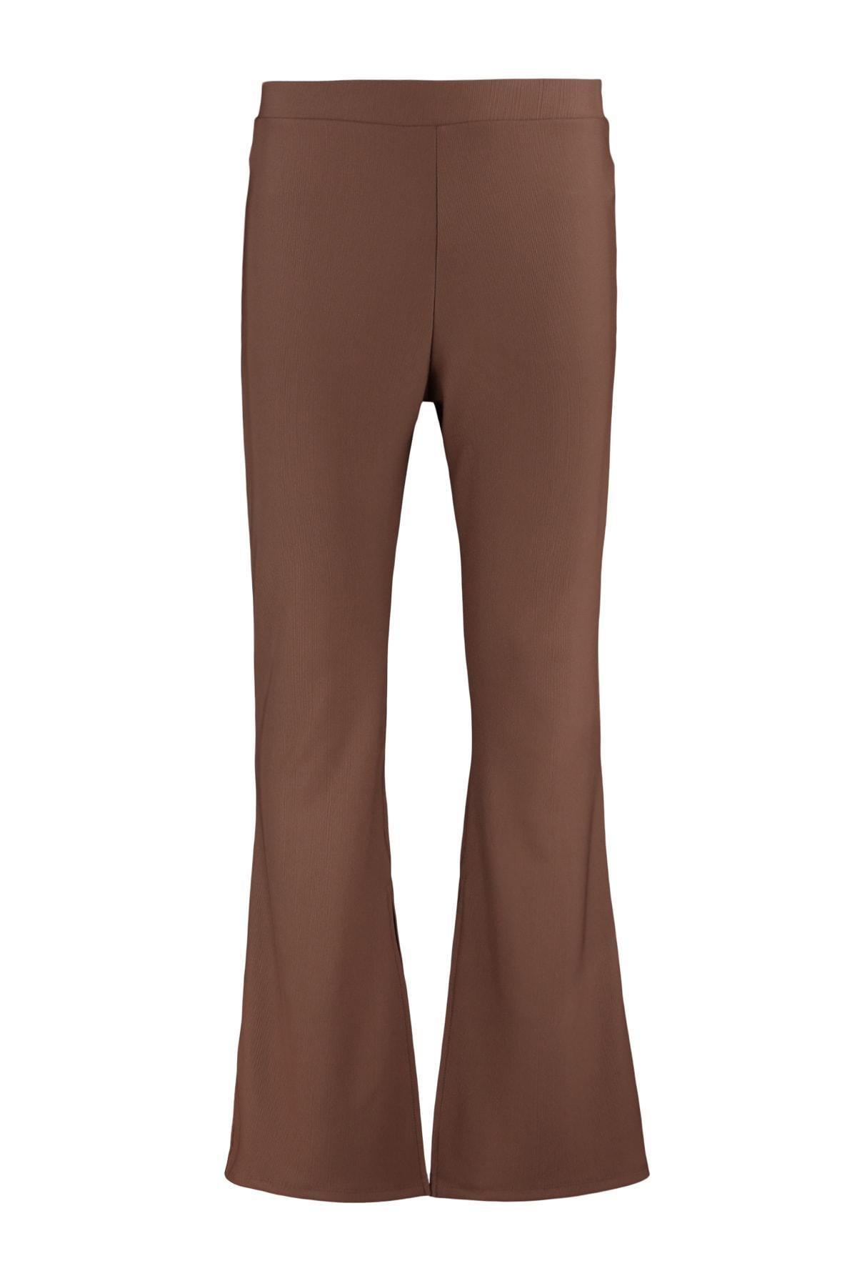 Brown Slim High Waist Plus Size Pants, , large image number 6