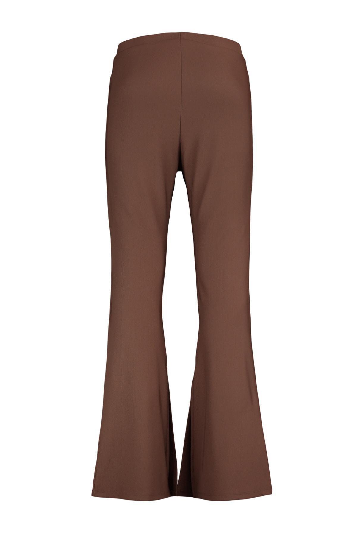 Brown Slim High Waist Plus Size Pants, , large image number 9
