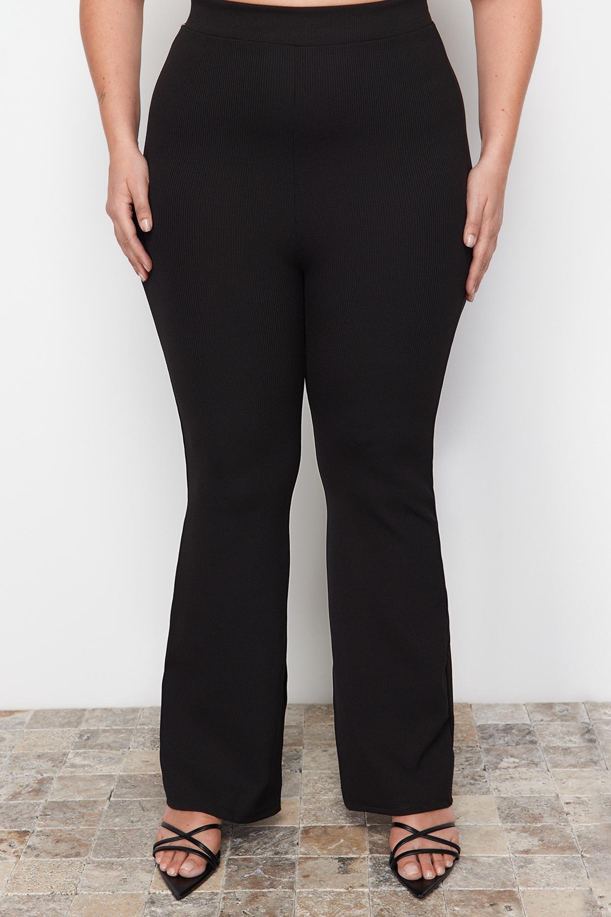 Black Slim High Waist Plus Size Pants, , large image number 5