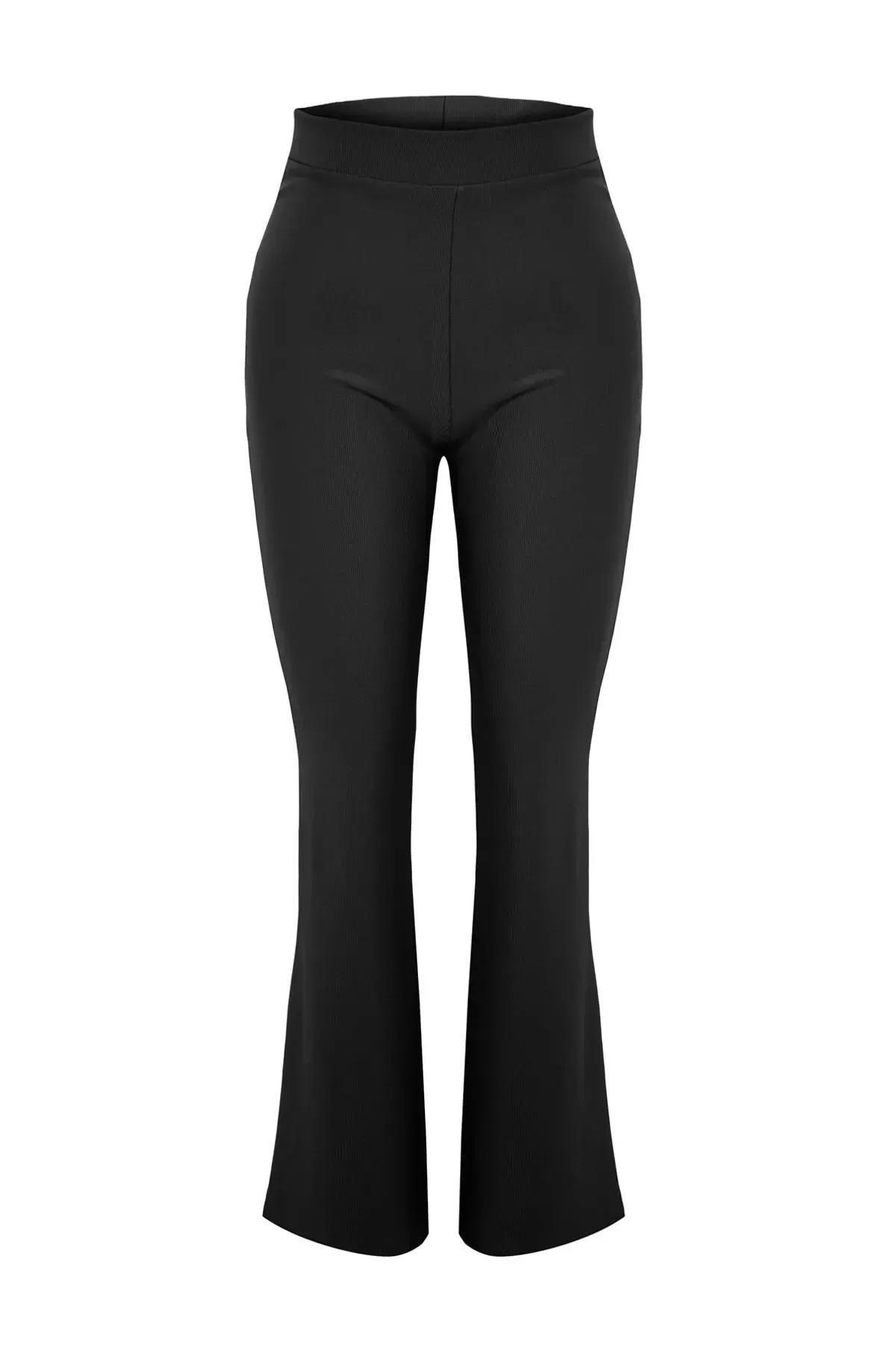 بنطال بقصة سليم فت بخصر مرتفع للمقاسات الكبيرة، أسود, Black, large image number 7