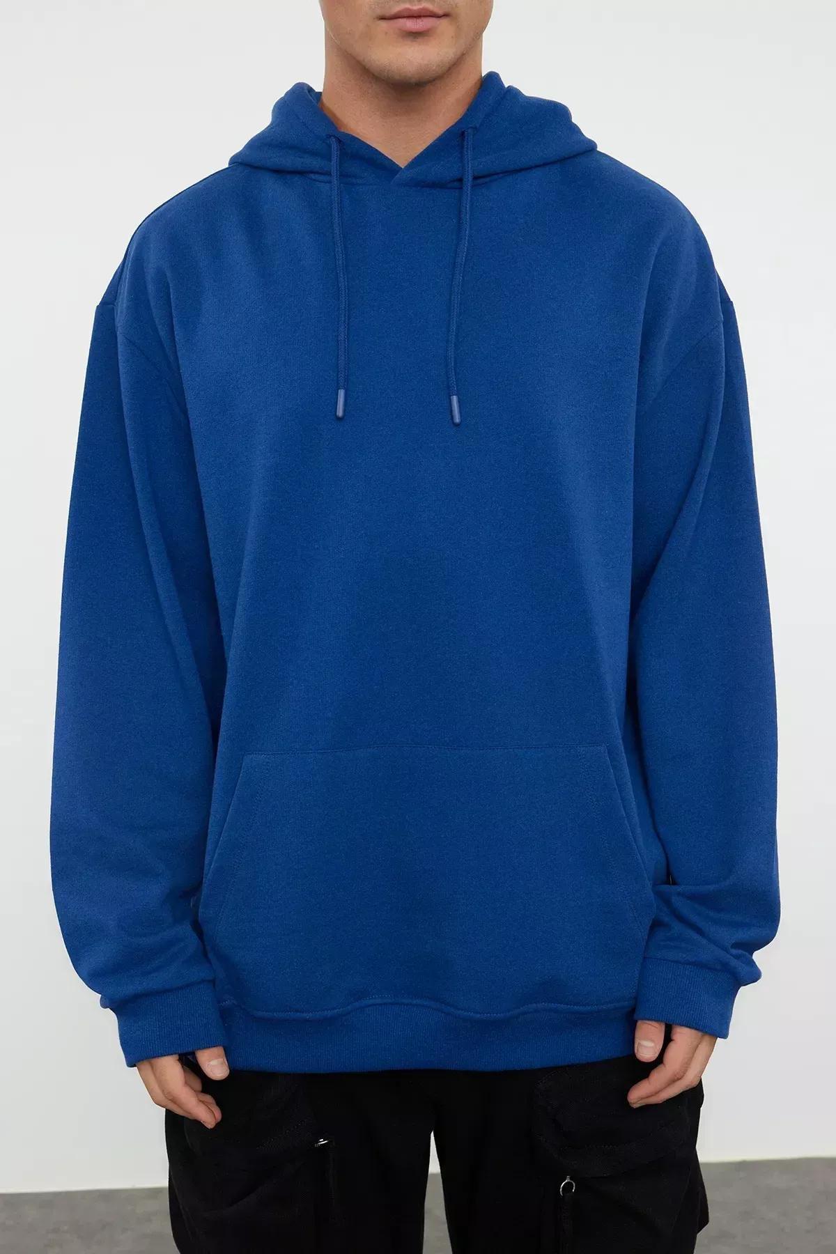 Blue Oversize Sweatshirt, Dark blue, medium