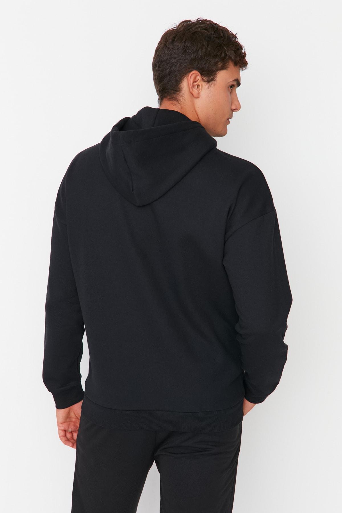 Black Oversize Hooded Sweatshirt, , large image number 5