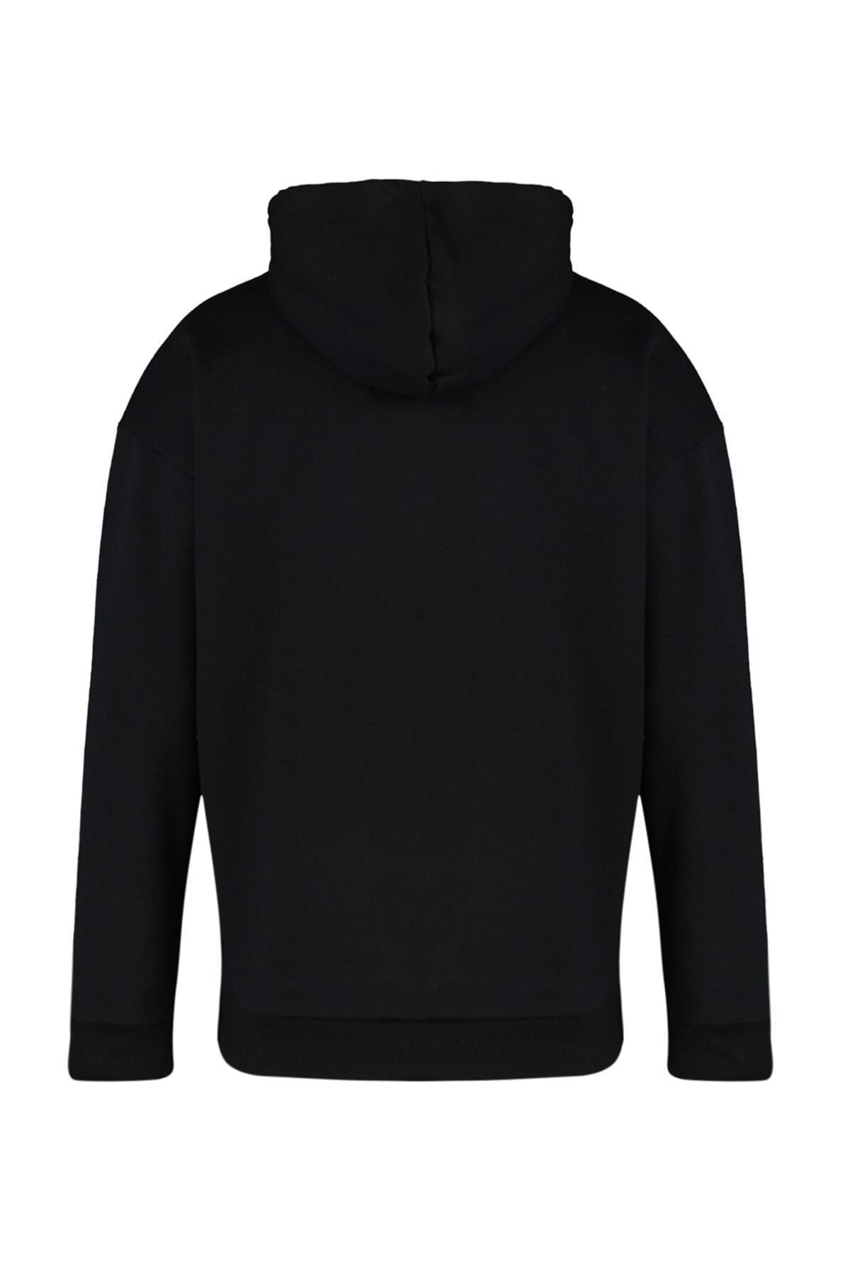 Black Oversize Hooded Sweatshirt, , large image number 6