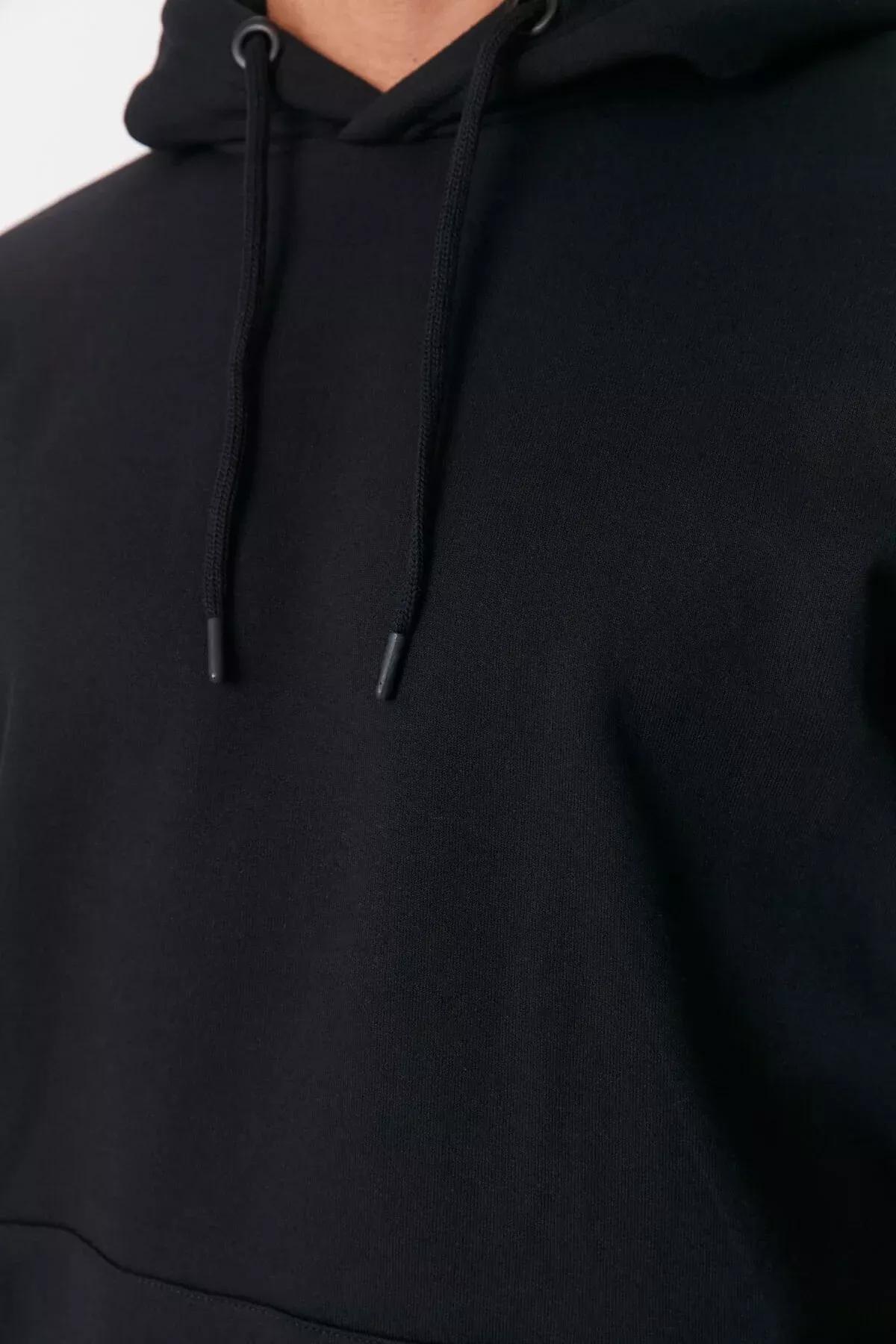 Black Oversize Hooded Sweatshirt, Black, large image number 6