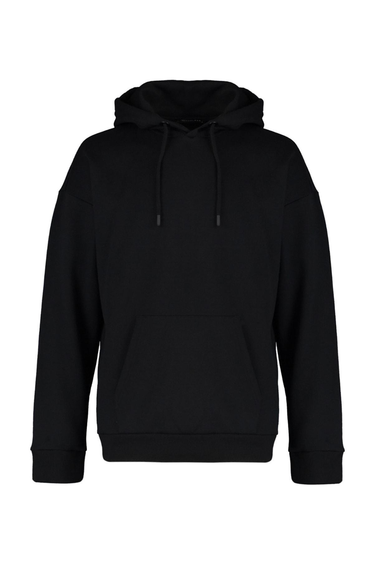 Black Oversize Hooded Sweatshirt, , large image number 7