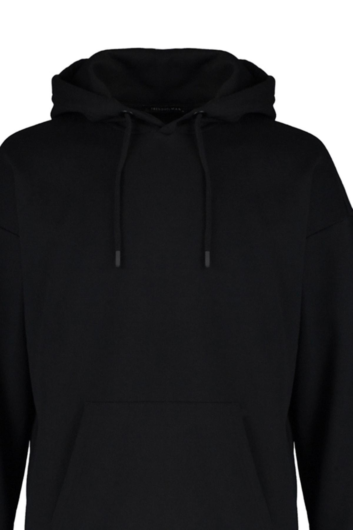 Black Oversize Hooded Sweatshirt, , large image number 8