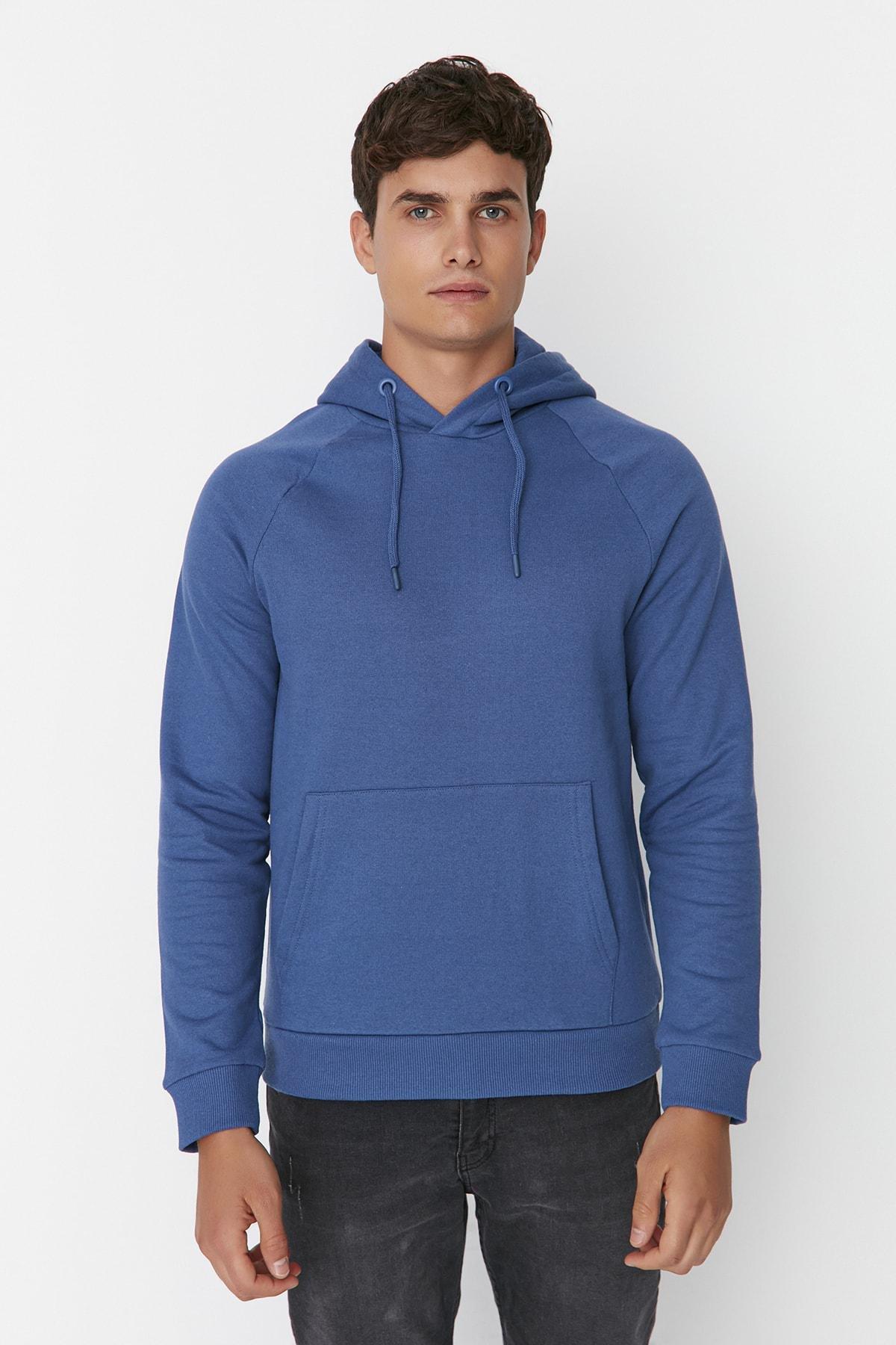 Trendyol - Navy Hooded Sweatshirt