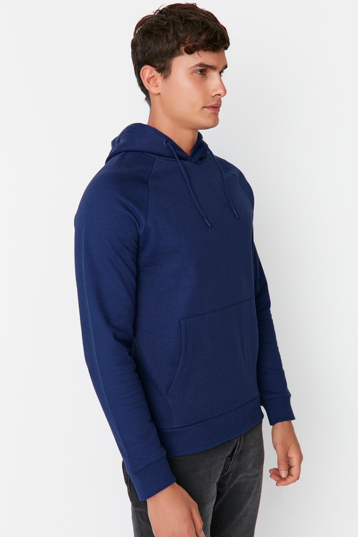 Trendyol - Navy Hooded Sweatshirt
