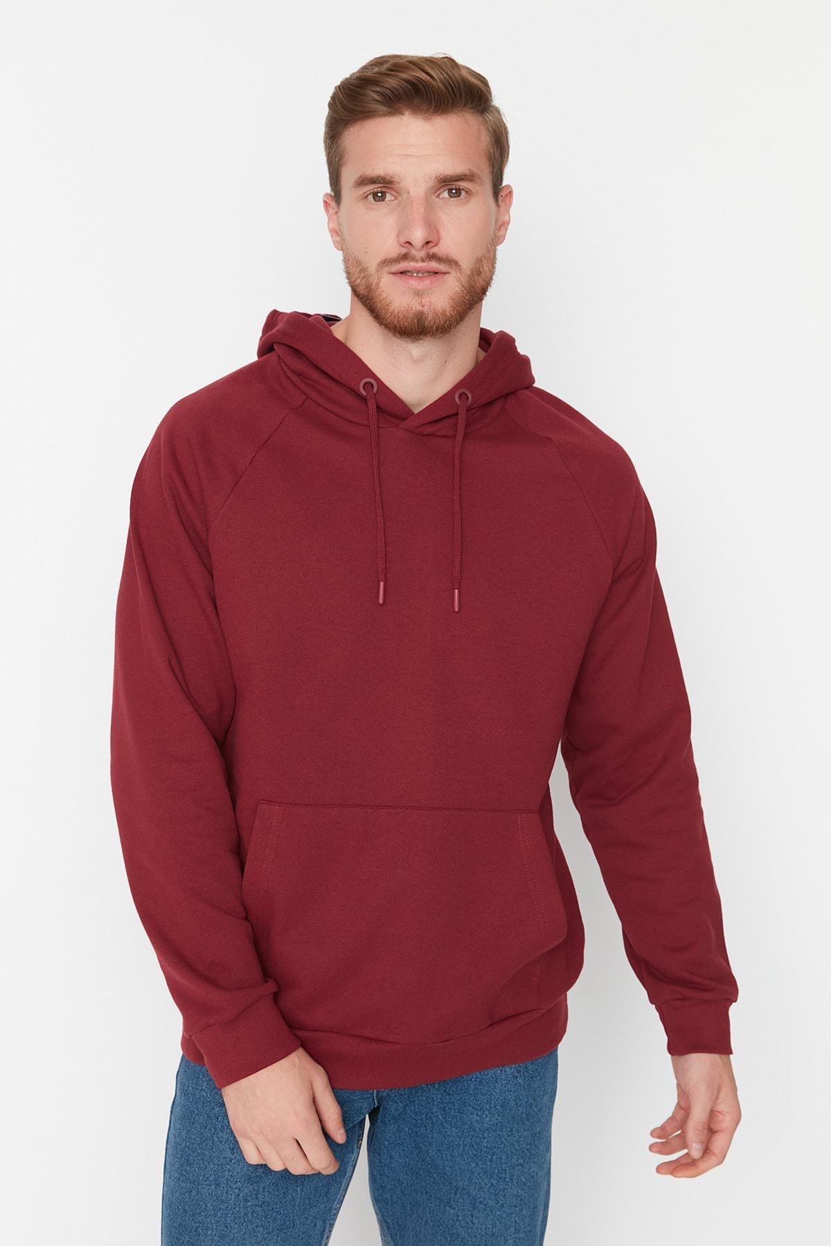Burgundy Hooded Sweatshirt, , large image number 1