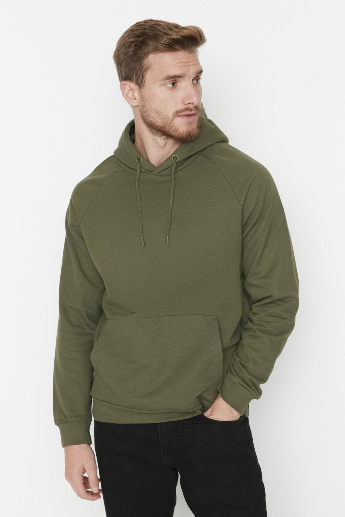 Khaki Hooded Sweatshirt, , large image number 0