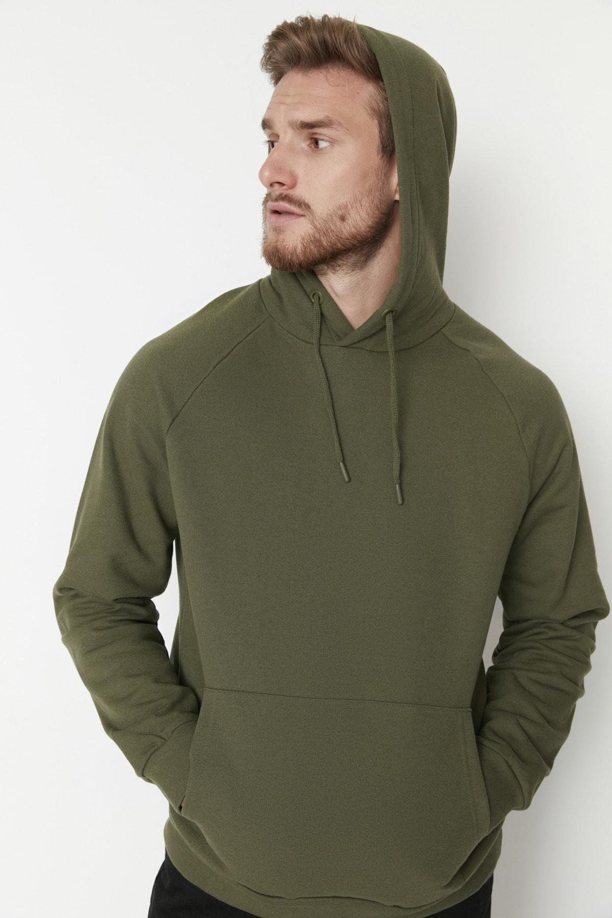 Khaki Hooded Sweatshirt, , large image number 1