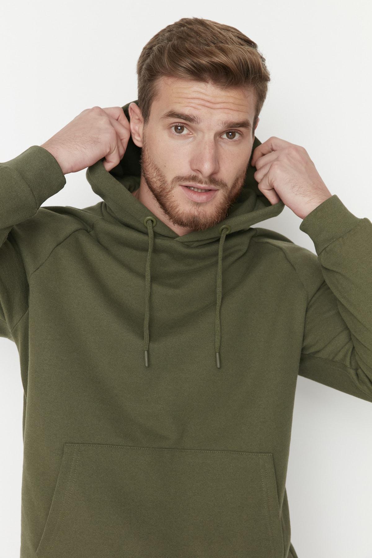 Khaki Hooded Sweatshirt, , large image number 3