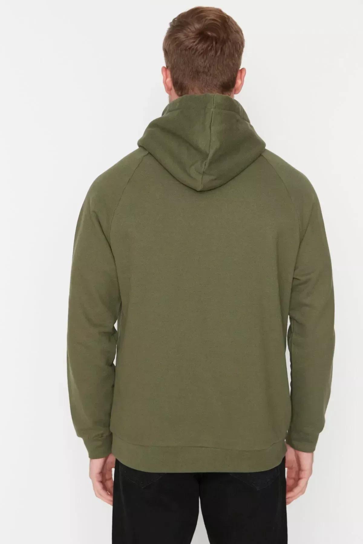 Khaki Hooded Sweatshirt, Khaki, large image number 4