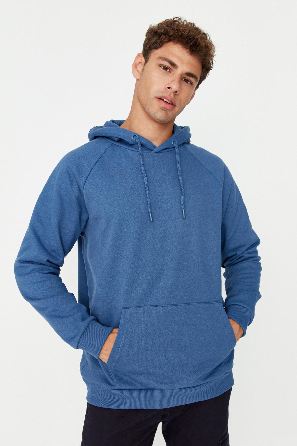 Navy Oversize Hooded Sweatshirt, , medium