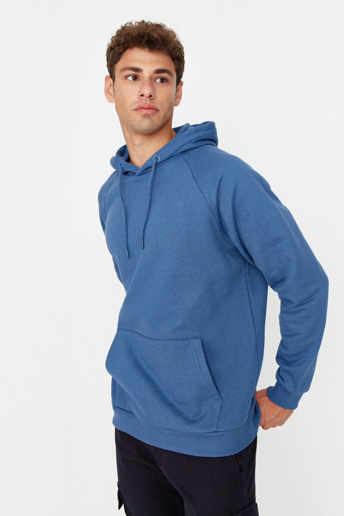 Navy Oversize Hooded Sweatshirt, , large image number 1