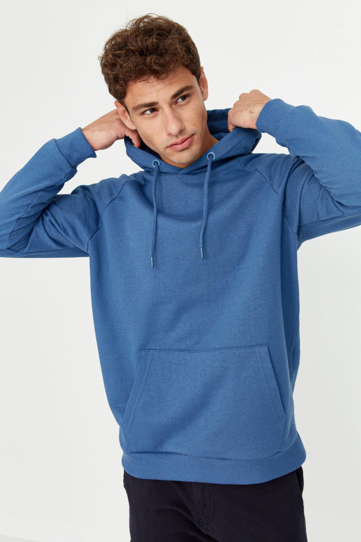Navy Oversize Hooded Sweatshirt, , large image number 3