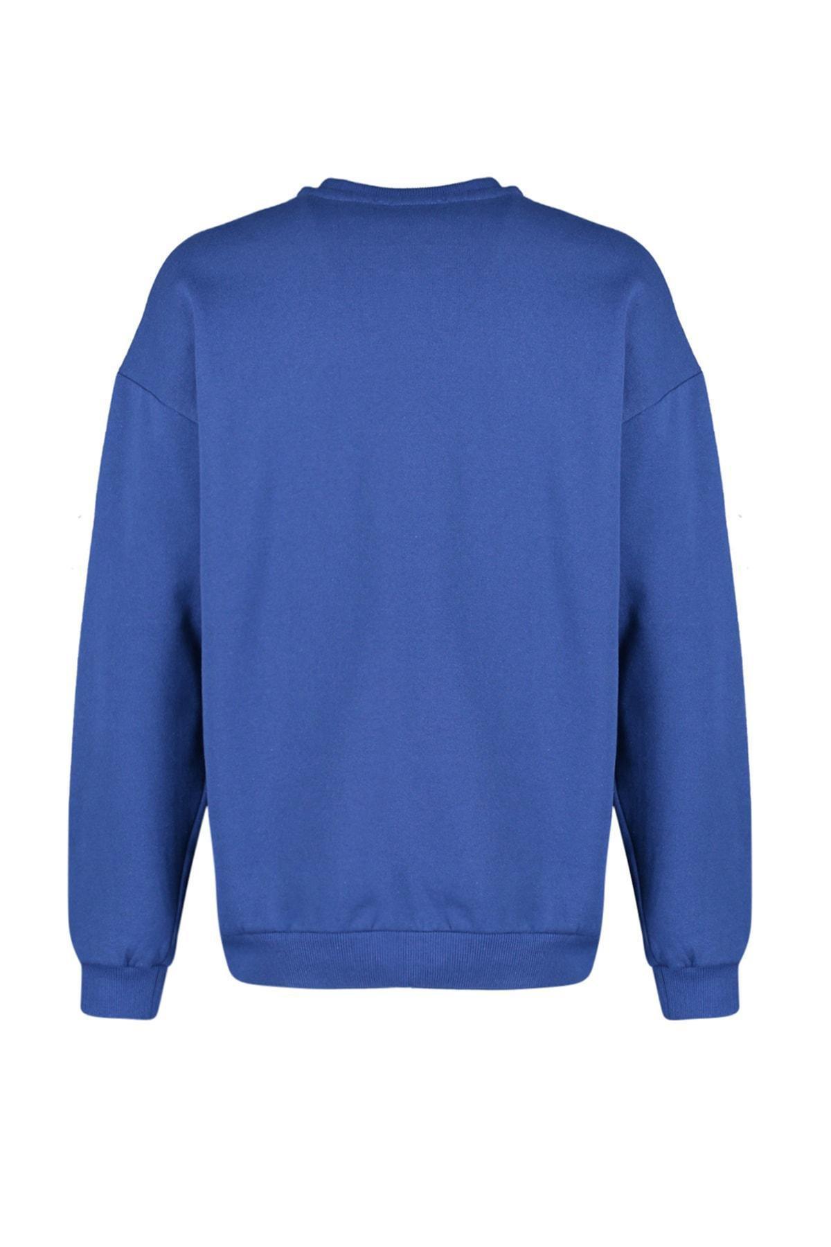Navy Oversize Crew Neck Sweatshirt, , large image number 7