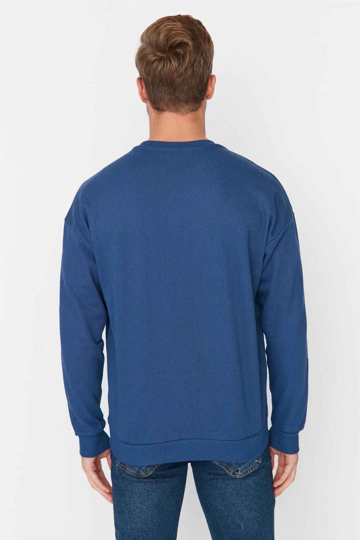 Navy Oversize Crew Neck Sweatshirt, , large image number 8