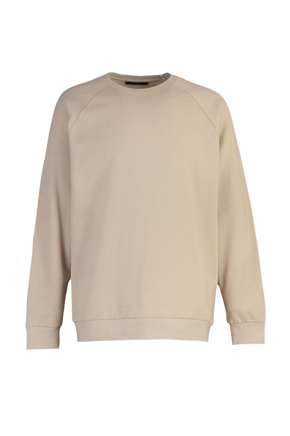 Trendyol - Beige Crew Neck Sweatshirt