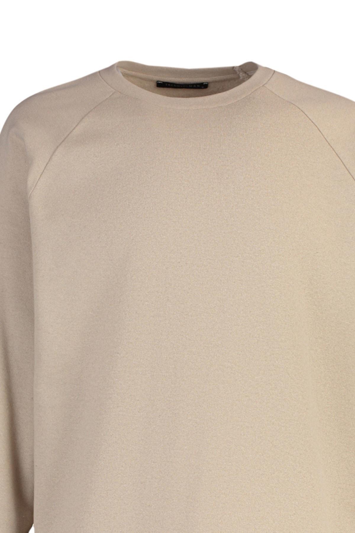 Trendyol - Beige Crew Neck Sweatshirt