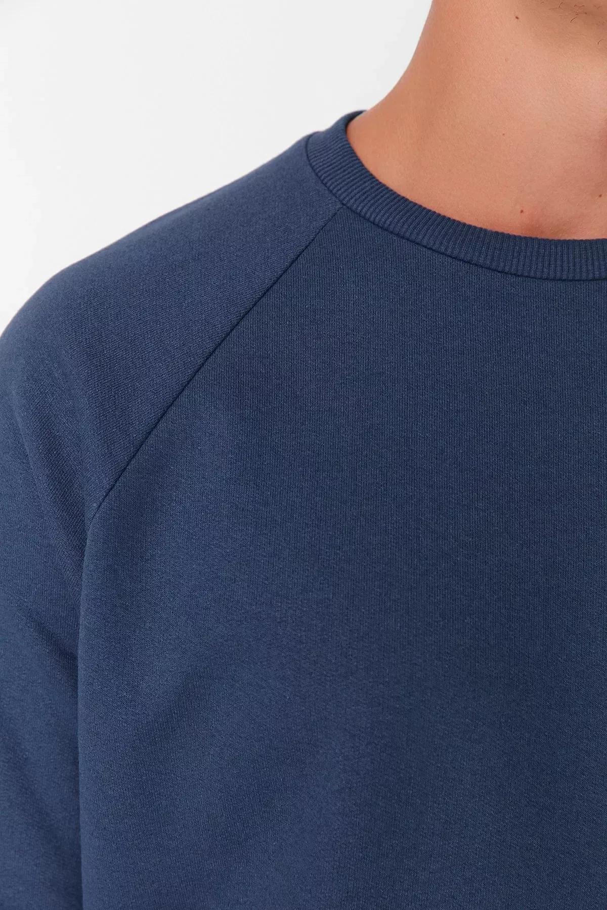 Blue Crew Neck Sweatshirt, Dark blue, large image number 6