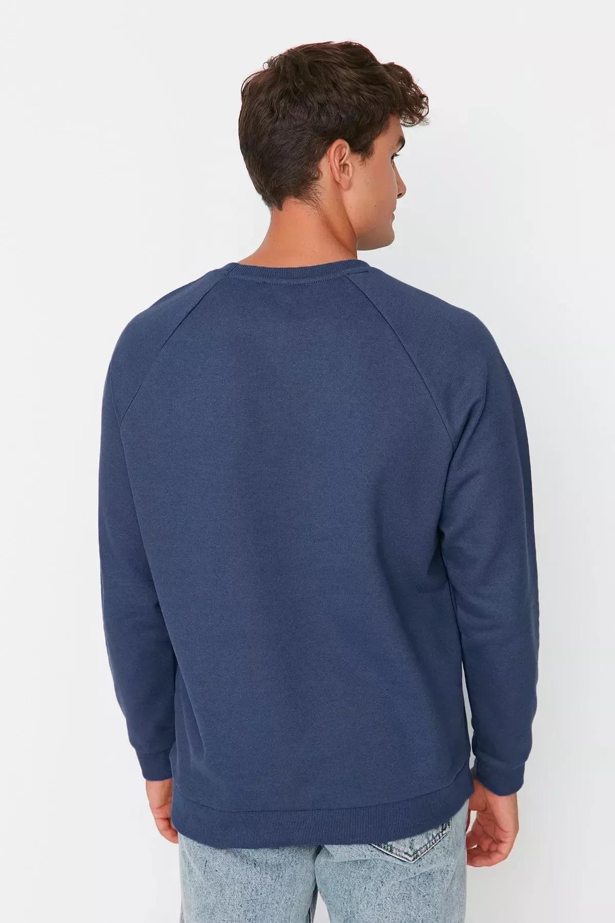 Blue Crew Neck Sweatshirt, Dark blue, large image number 7