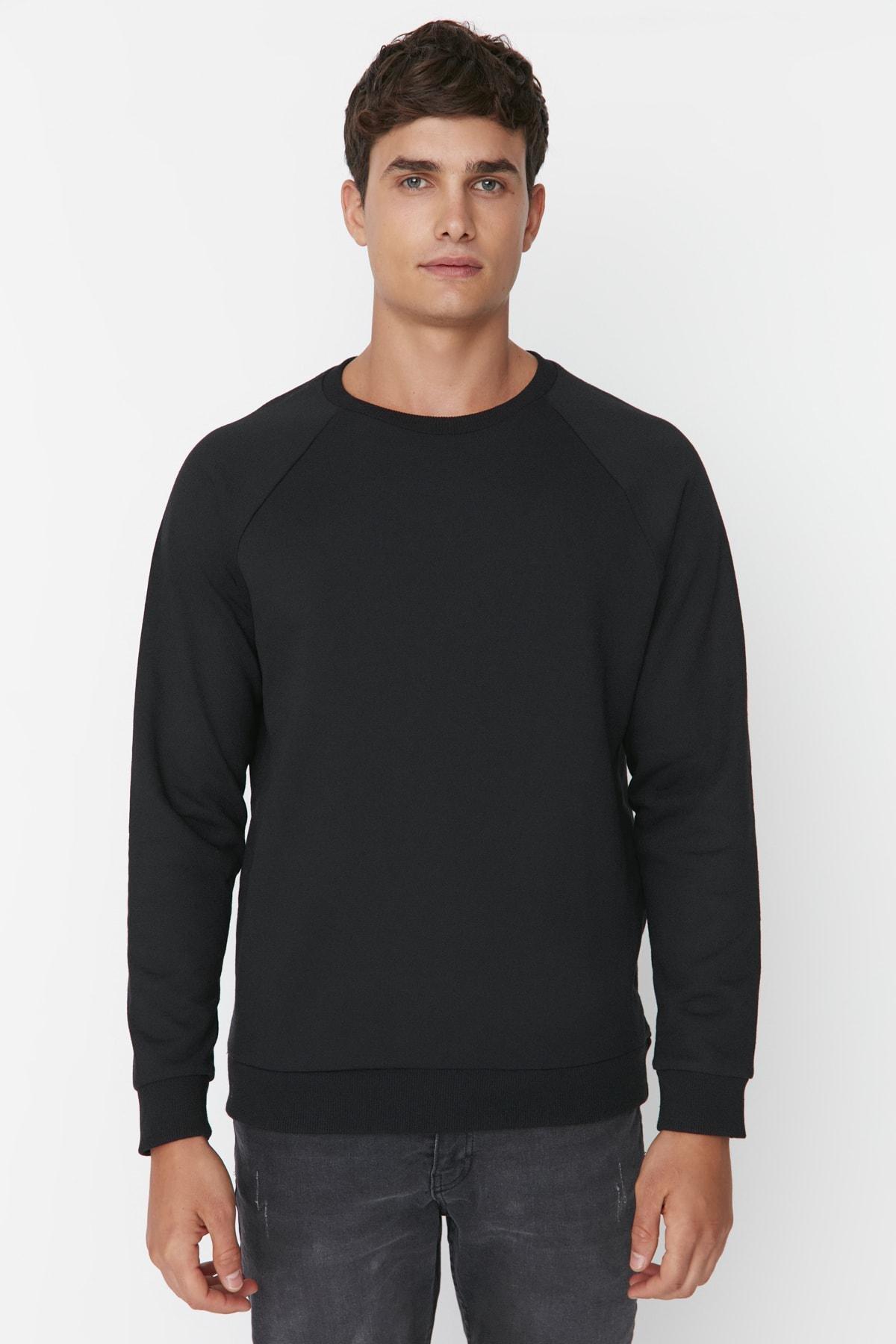 Black Crew Neck Sweatshirt, , medium